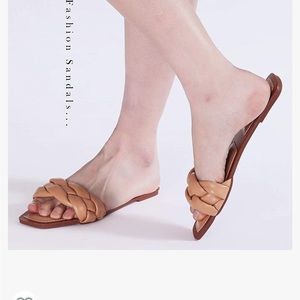 Leather braided slides